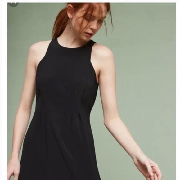 NWT Anthropologie dress Black sheath Y2K 90s minimalist sleeveless crepe sz 12 - Picture 1 of 9